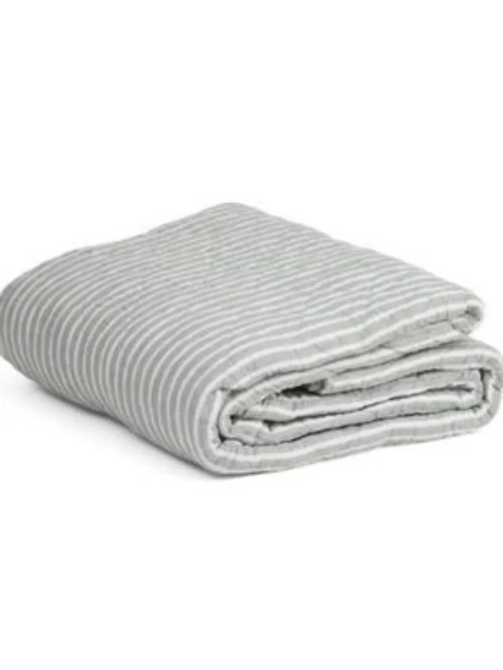 Tahari Home Striped Linen-Cotton Quilt in Sage and White